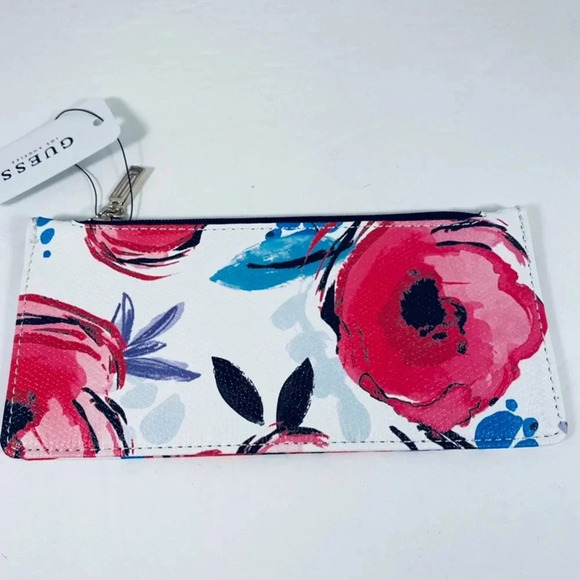 Guess White & Floral Flat Wallet/Pouch - Picture 7 of 9